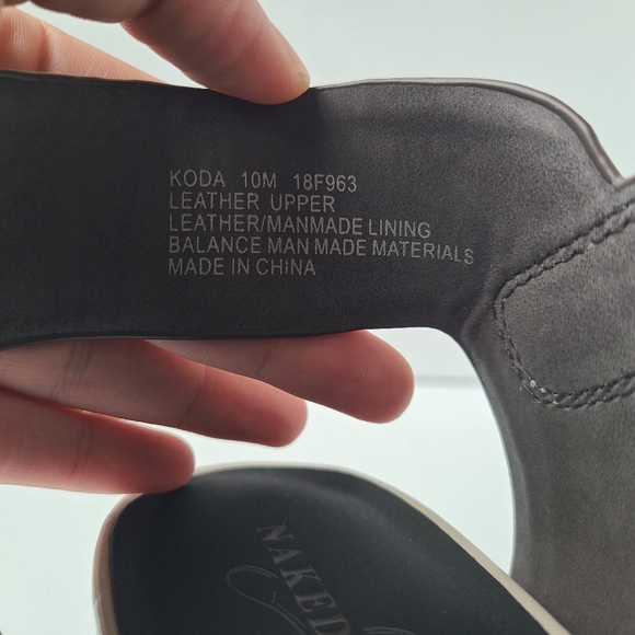 Naked Feet Size 10 Koda Strappy Leather Platform Wedge Sandals Ankle Strape Str… - Picture 3 of 15